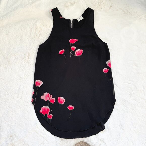 Wilfred Tops - Aritzia Black Floral Sleeveless Blouse XXS - Red Poppy Print